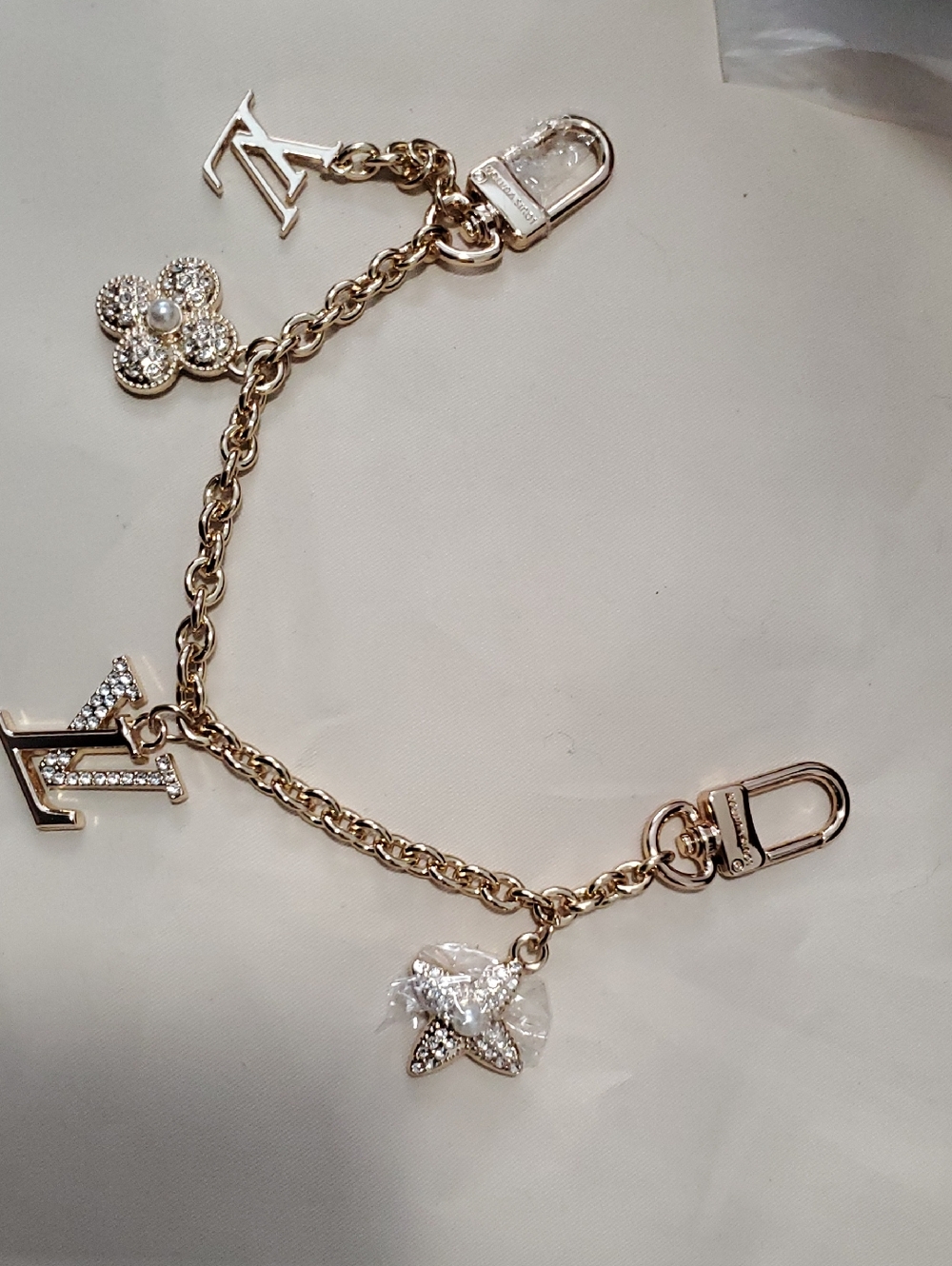 Gold-Tone Logo Charm Key & Card Holder